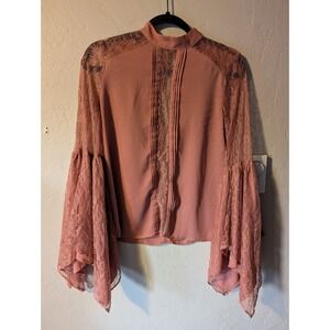 Lace Boho Express long bell sleeve blouse size XS
